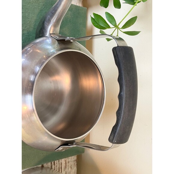 Vintage Progesssive Steel Teapot W/ Black Handle / Korea / Country Kitchen Home - Picture 11 of 13